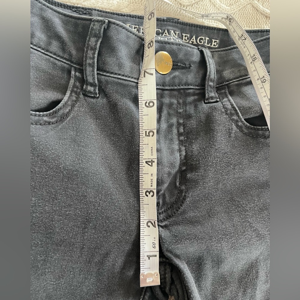 American Eagle Black Stretch Jeggings Women’s Size 0 Long - Picture 10 of 15